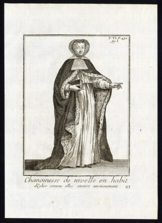 2 Antique Religious Prints-NUN-NIVELLE-MONASTERY-FRANCE-Helyot-1792