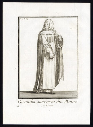Antique Religious Print-GIRONDIN-MONK-BICLARE-FRANCE-Helyot-1792
