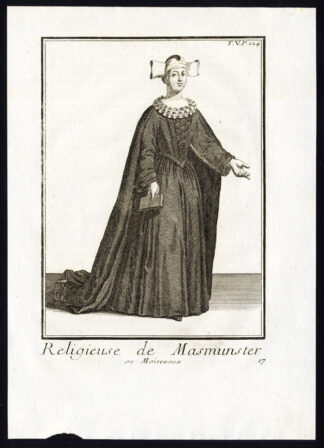 Antique Religious Print-NUN-MASMUNSTER-MASEVAUX-FRANCE-Helyot-1792