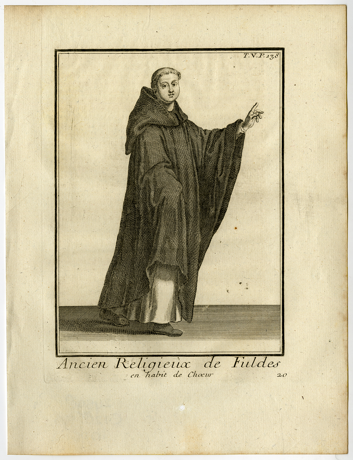 , 2 Antique Religious Prints-CATHOLIC-MONK-FULDES-FULDA-GERMANY-Helyot-1792, Pictura Antique Prints
