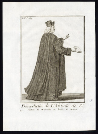 Antique Religious Print-ABBEY-SAINT VICTOR-MARSEILLE-FRANCE-Helyot-1792