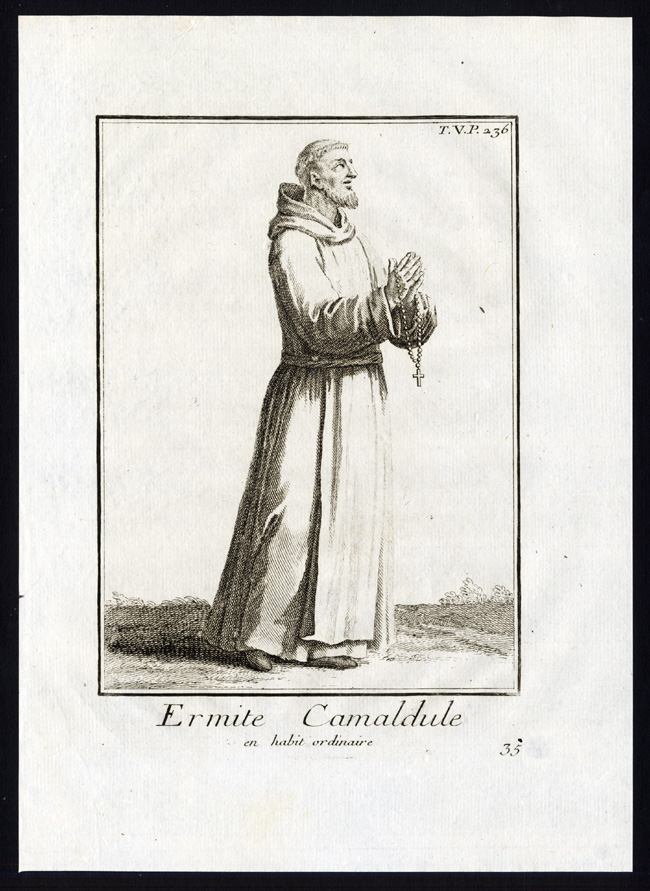 12 Antique Religious Prints-CAMALDOLESE HERMIT-BENEDICTINE-ITALY-Helyot-1792