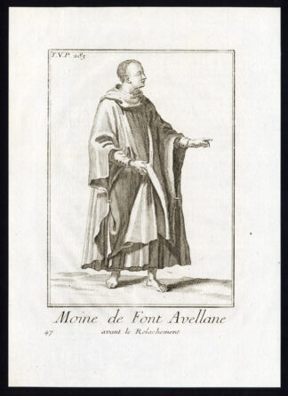 2 Antique Religious Prints-MONK-FONTE AVELLANA MONASTERY-ITALY-Helyot-1792