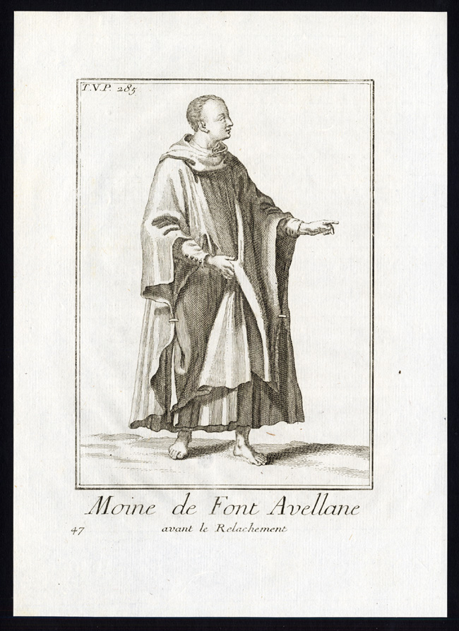 , 2 Antique Religious Prints-MONK-FONTE AVELLANA MONASTERY-ITALY-Helyot-1792, Pictura Antique Prints
