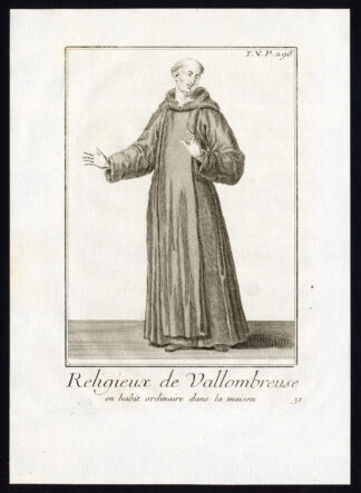6 Antique Religious Prints-MONK-VALLUMBROSAN ORDER-VALLOMBROSA-ITALY-Helyot-1792
