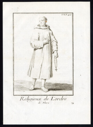 Antique Religious Print-MONK-ORDER OF FLORA-FLORIANS-ITALY-Helyot-1792