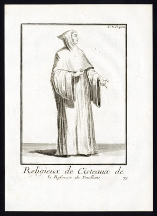 3 Antique Religious Prints-MONK-ORDER-CISTERCIANS-FEUILLANS-FRANCE-Helyot-1792