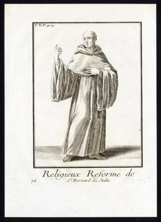 2 Antique Religious Prints-MONK-NUN-ORDER OF SAINT BERNARD-ITALY-Helyot-1792