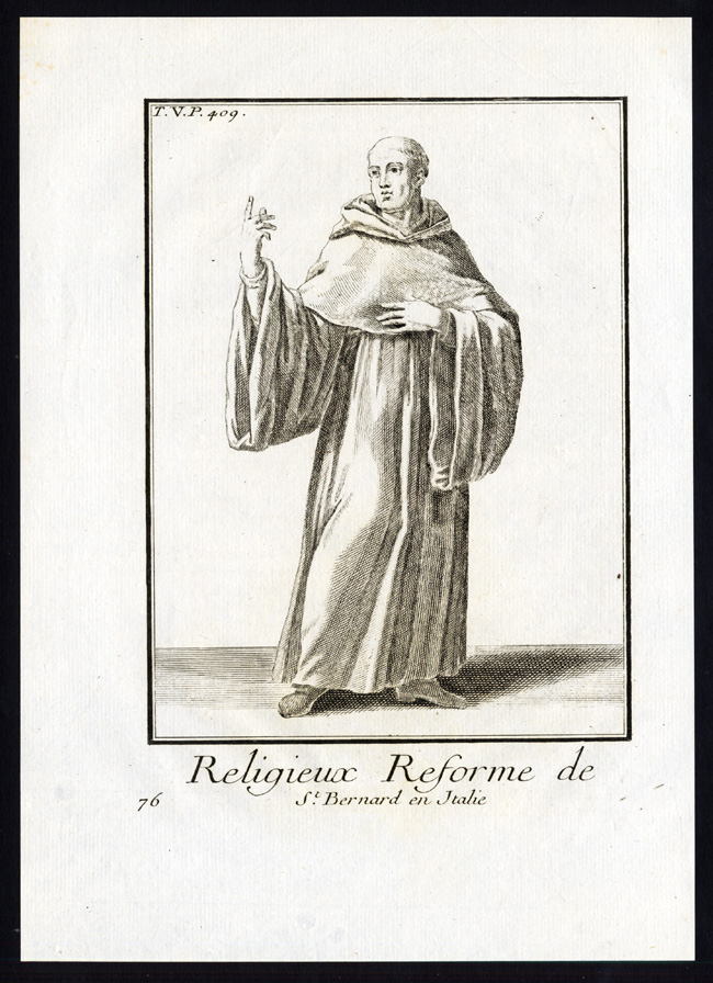 , 2 Antique Religious Prints-MONK-NUN-ORDER OF SAINT BERNARD-ITALY-Helyot-1792, Pictura Antique Prints