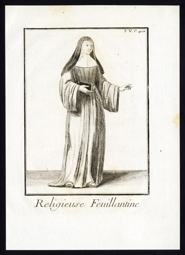 , 3 Antique Religious Prints-MONK-ORDER-CISTERCIANS-FEUILLANS-FRANCE-Helyot-1792, Pictura Antique Prints