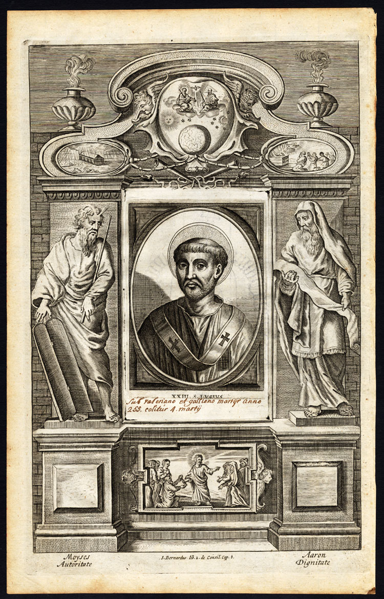 Lb6496 416x648 Antique Print-POPE-SAINT-LUCIUS-STATUE-MOSES-AARON-Hazart-1678