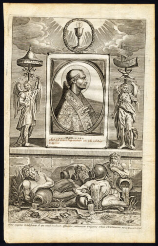 Antique Print-POPE-SAINT-LEO I-PORTRAIT-ANGEL-CHRISTIAN RELICS-Hazart-1678
