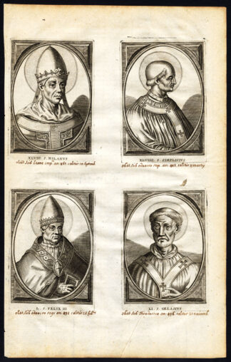 Antique Print-POPE-SAINT-HILARIUS-SIMPLICIUS-FELIX III-GELASIUS-Hazart-1678