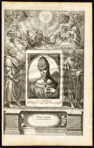 Antique Print-POPE-SAINT-ANASTASIUS II-PORTRAIT-CHRISTIAN RELICS-Hazart-1678