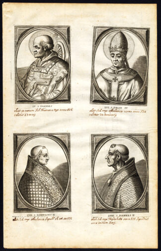 Antique Print-POPE-SAINT-JOHN-FELIX IV-BONIFACE II-PORTRAIT-Hazart-1678