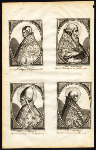 Antique Print-POPE-SAINT-SABINIAN-BONIFACE III-IV-ADEODATUS-PORTRAIT-Hazart-1678