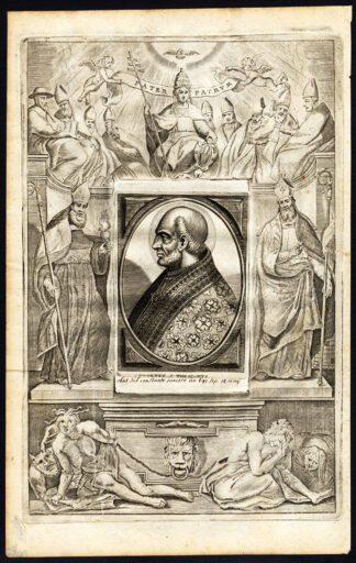 Antique Print-POPE-SAINT-THEODORE I-PORTRAIT-MOTHER MARY-CHERUB-Hazart-1678