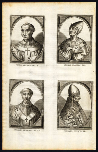 Antique Print-POPE-SAINT-BENEDICT VI-JOHN XIII-DONUS II-PORTRAIT-Hazart-1678