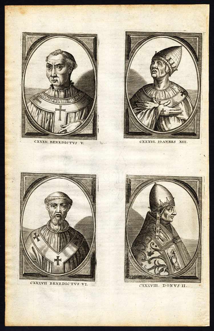 Lb6554 416x642 Antique Print-POPE-SAINT-BENEDICT VI-JOHN XIII-DONUS II-PORTRAIT-Hazart-1678