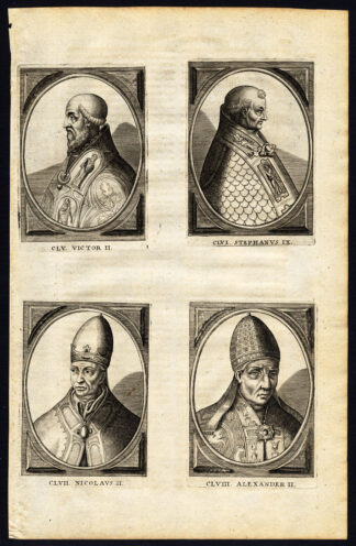 Antique Print-POPE-SAINT-VICTOR II-STEPHEN IX-NICHOLAS-ALEXANDER-Hazart-1678
