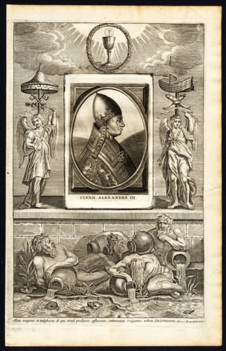 Antique Print-POPE-SAINT-ALEXANDER III-ANGEL-CHALICE-RELICS-Hazart-1678