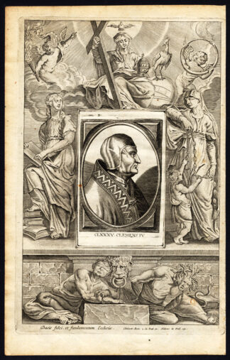 Antique Print-POPE-SAINT-CLEMENT IV-MOTHER MARY-CHRISTIAN RELICS-Hazart-1678