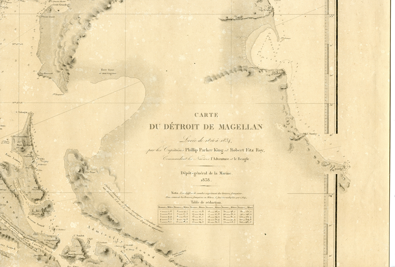 , Antique map-SEA-SOUTH AMERICA-ARGENTINA-FALKLAND-Depot de la Marine-1838, Pictura Antique Prints