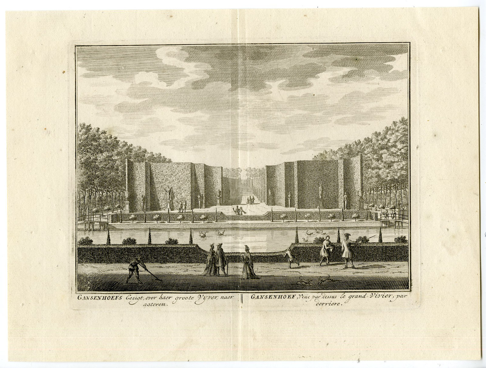 , Antique Print-GANSENHOEF ESTATE-GARDEN-HUIDEKOOPER-MAARSSEN-Anonymous-1719, Pictura Antique Prints