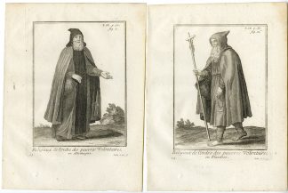 2 Antique Religious Prints-ORDER-VOLUNTARY POVERTY-GERMANY-BELGIUM-Helyot-1792