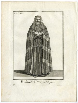 Antique Religious Print-GREEK ORTHODOX BISHOP-POLAND-GREECE-Helyot-1792