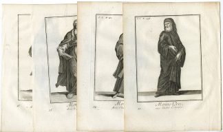 4 Antique Religious Prints-GREEK MONK-GREECE-HABIT-COSTUME-Helyot-1792