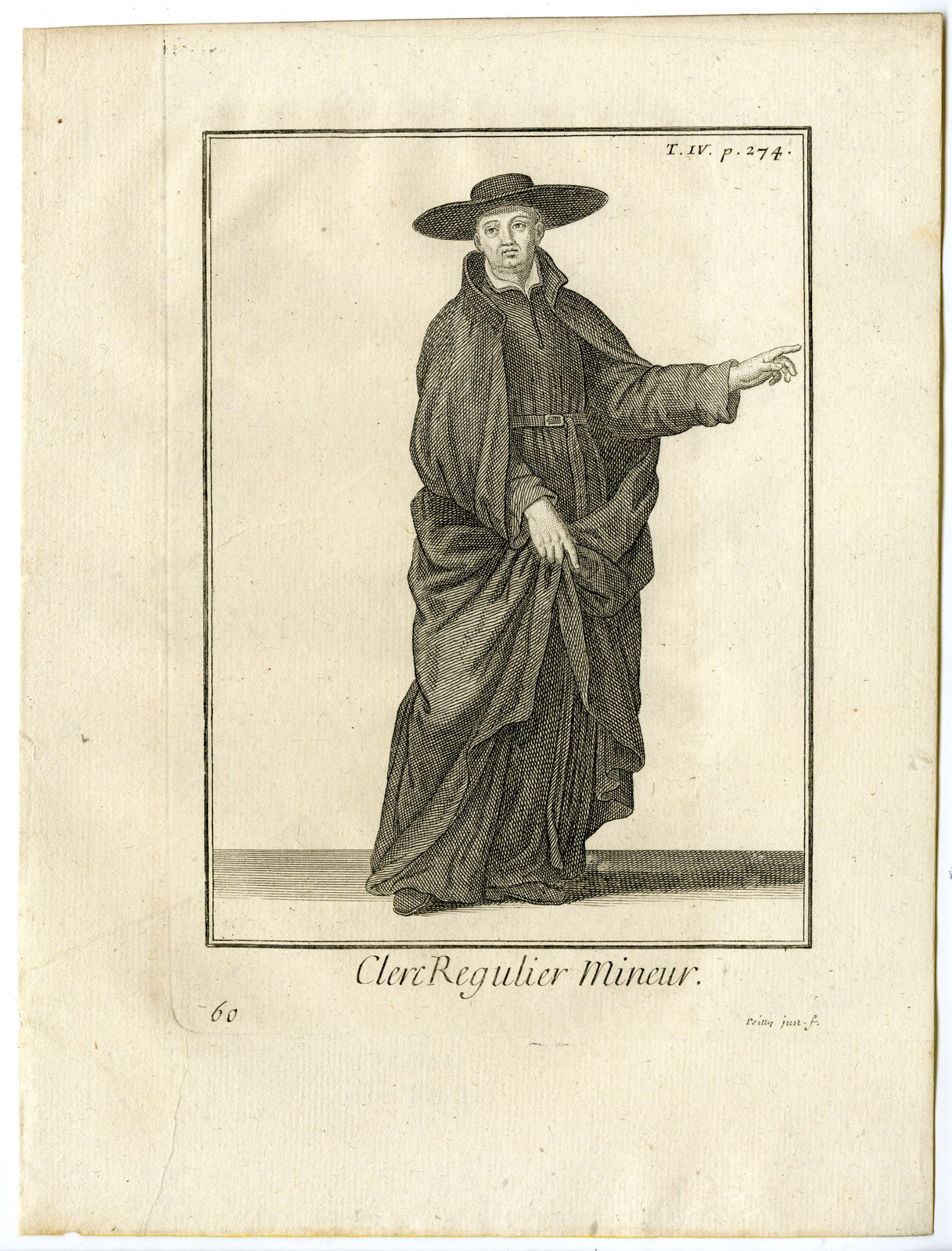 , Antique Religious Print-CLERICS REGULAR MINOR-ADORNO FATHERS-ORDER-Helyot-1792, Pictura Antique Prints