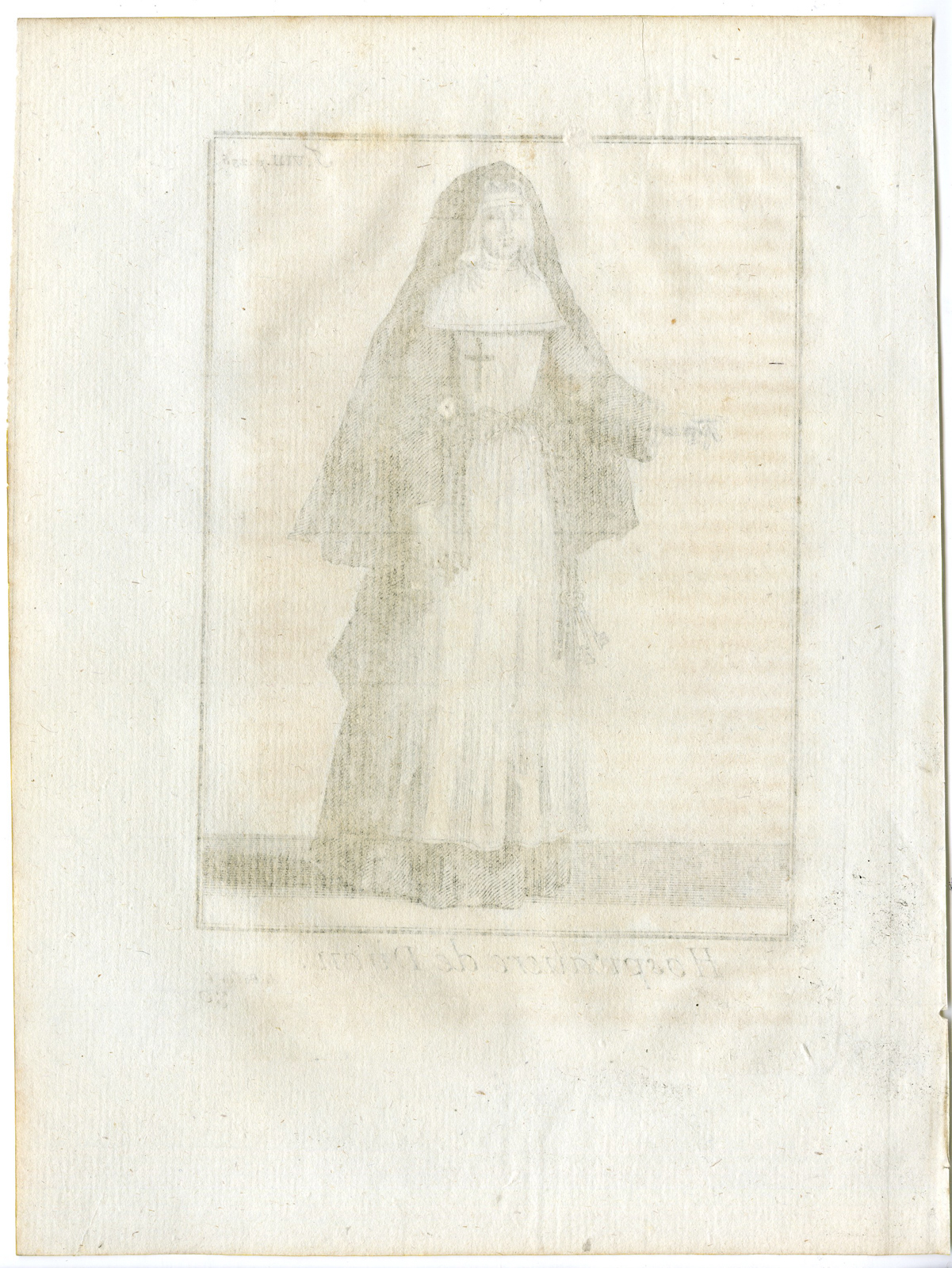 , Antique Religious Print-HOSPITALLER-NUN-DIJON-FRANCE-Helyot-1792, Pictura Antique Prints