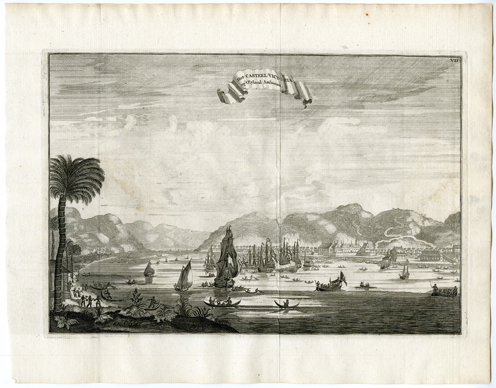 , Antique Print-AMBOINA-AMBON-VOC-INDONESIA-SHIPS-Schouten-1775, Pictura Antique Prints