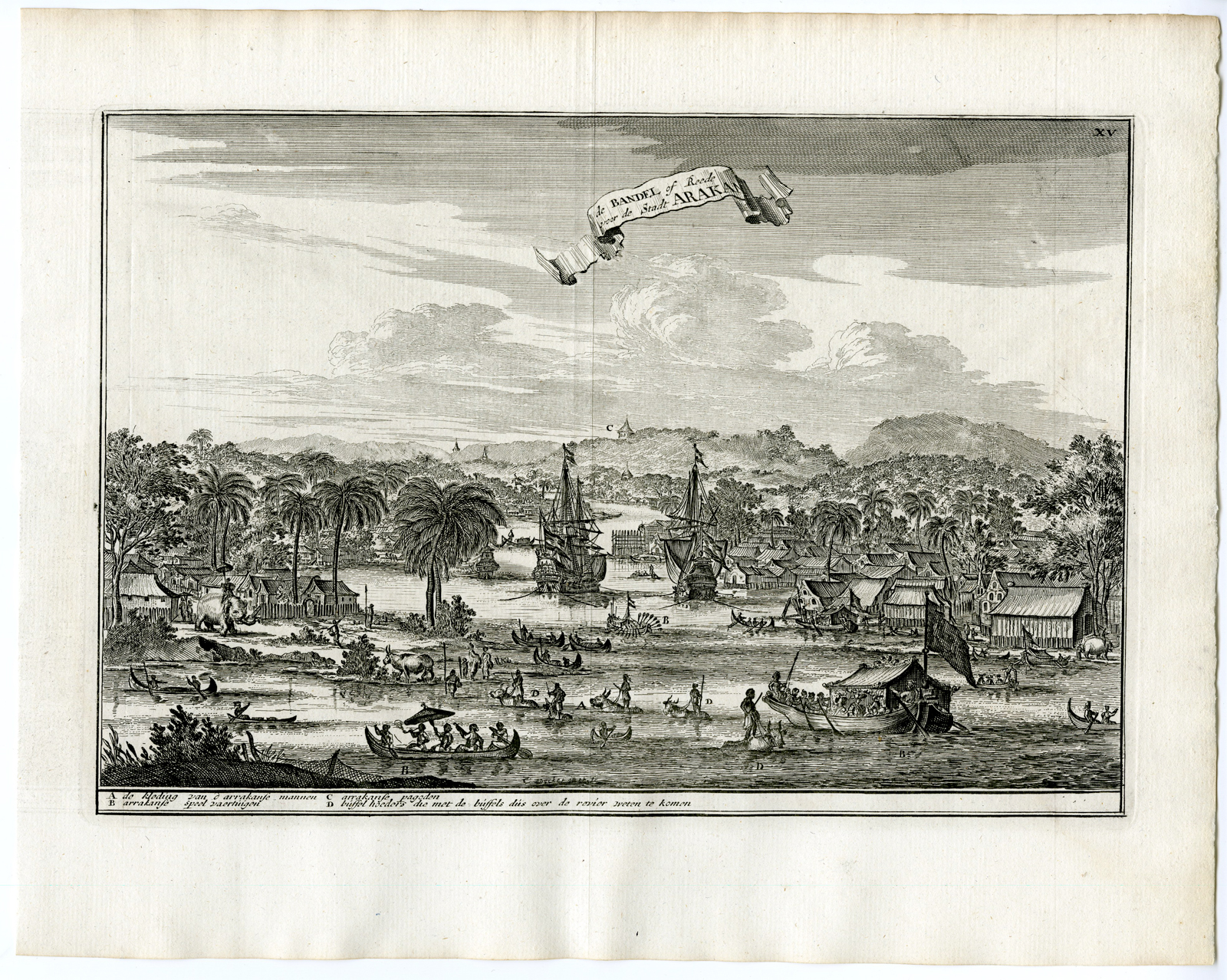 , Antique Print-ARAKAN-RAKHINE-BURMA-ROADSTEAD-VOC-SHIPS-Schouten-1775, Pictura Antique Prints