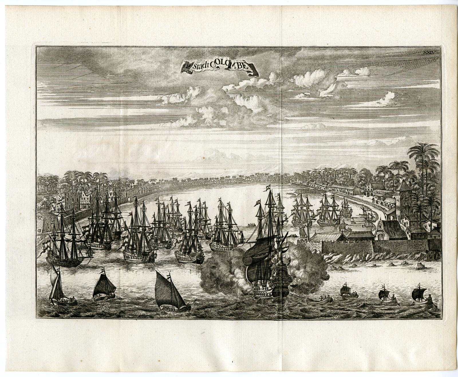 , Antique Print-COLOMBO-SRI LANKA-CEYLON-VOC-SHIPS-Schouten-1775, Pictura Antique Prints