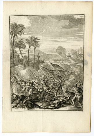 Antique Print-VOC-PORTUGESE BATTLE-INDIA-SHIPS-Schouten-1775