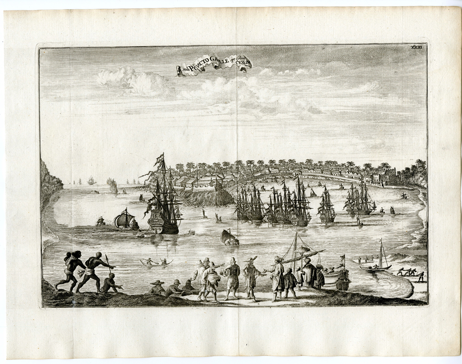, Antique Print-POINT DE GALLE-SRI LANKA-CEYLON-SHIP-VOC-Schouten-1775, Pictura Antique Prints