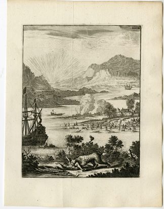 Antique Print-GANGES-BENGAL-TIGER-INDIA-VOC-SHIP-Schouten-1775