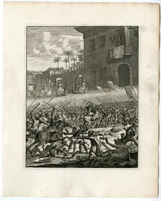 Antique Print-BATTLE-MATARAN-INDONESIA-ELEPHANT-VOC-Schouten-1775