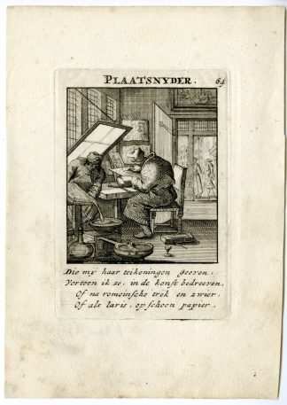 Antique Print-PROFESSION-PLAATSNYDER-PLATE CUTTER-Luyken-1694 ed.