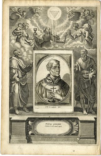 Antique Print-POPE-SAINT-LEO IV-CHRISTIAN RELICS-STATUE-Hazart-1678