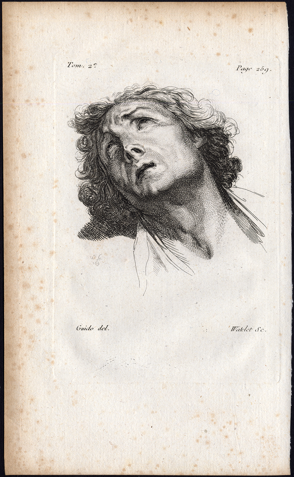 , Antique Print-PORTRAIT-AGONY-MELANCHOLY-Watelet-Guido-1767, Pictura Antique Prints