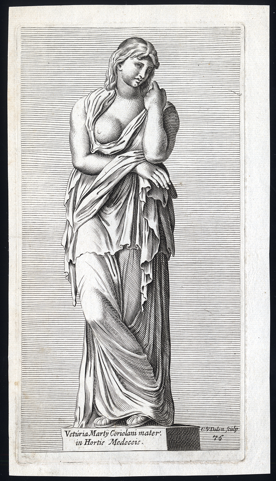 , Antique Master Print-VETURIA-MOTHER-CORIOLANUS-STATUE-v. Dalen-Perrier-1660, Pictura Antique Prints