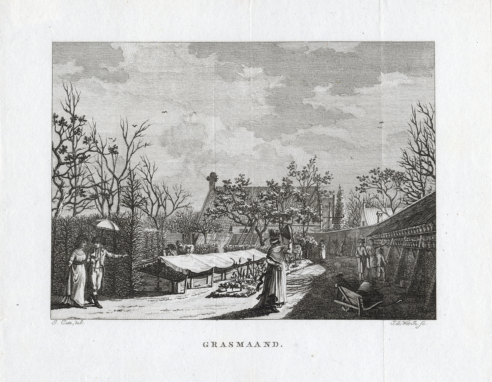, Antique Master Print-SPRING-GARDENING-WALLED-De Wit-Cats-ca. 1780, Pictura Antique Prints