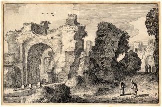 Antique Master Print-RUIN-LANDSCAPE-PACK MULE-Van de Velde-1616