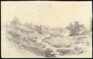 Original Drawing-DUNE LANDSCAPE-SCHEVENINGEN-PENCIL SKETCH-Theo Goedvriend-1920