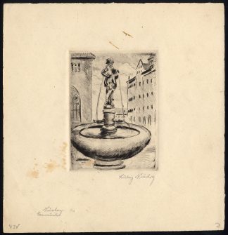 Original Print-GANSEMANNLEINBRUNNEN-NURNBERG-GERMANY-FOUNTAIN-Neunberg-1950