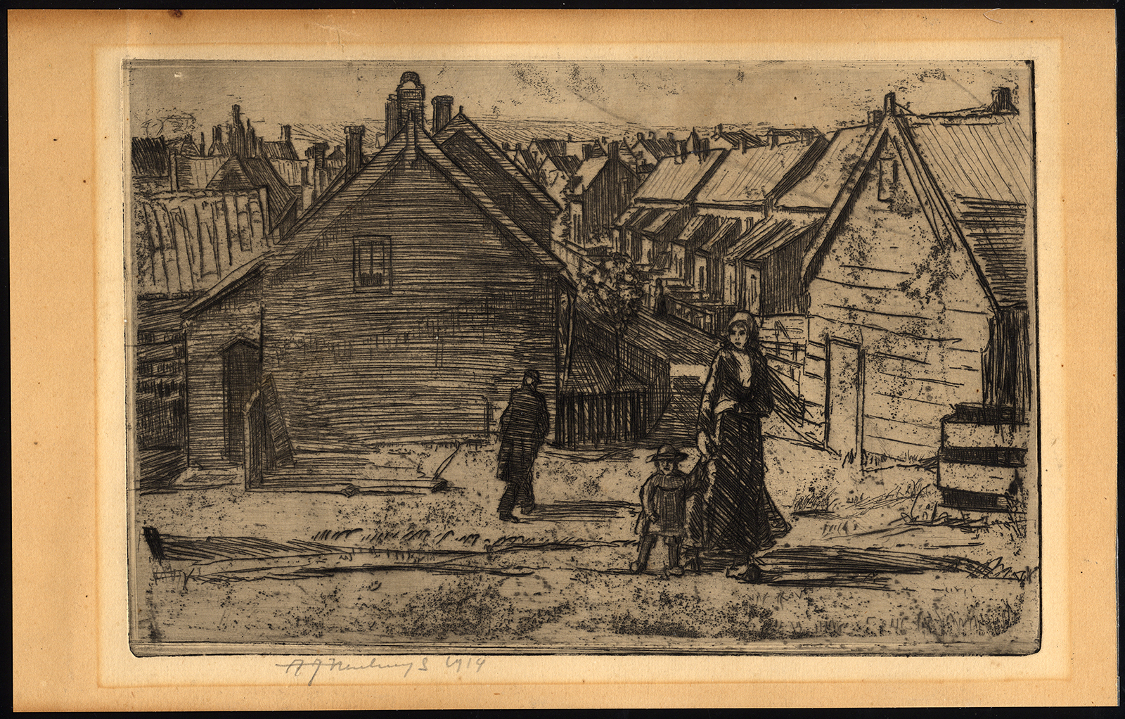 , Original Print-FISHING VILLAGE-NETHERLANDS-VIEW-Albert Neuhuys-1919, Pictura Antique Prints