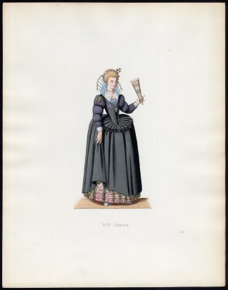 Antique Costume Print-LADY-FRANCE-DRESS-XVI CENT.-Duplessis-1867